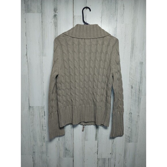 Cabelas Cardigan Sweater Tan Womens Zip Cable Knit Grandma Fisherman Large - Picture 5 of 7